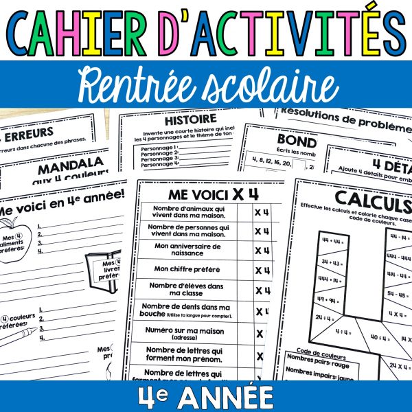 cahier d'activités pour la 4e année