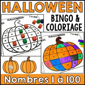 French Halloween bingo and colouring page
