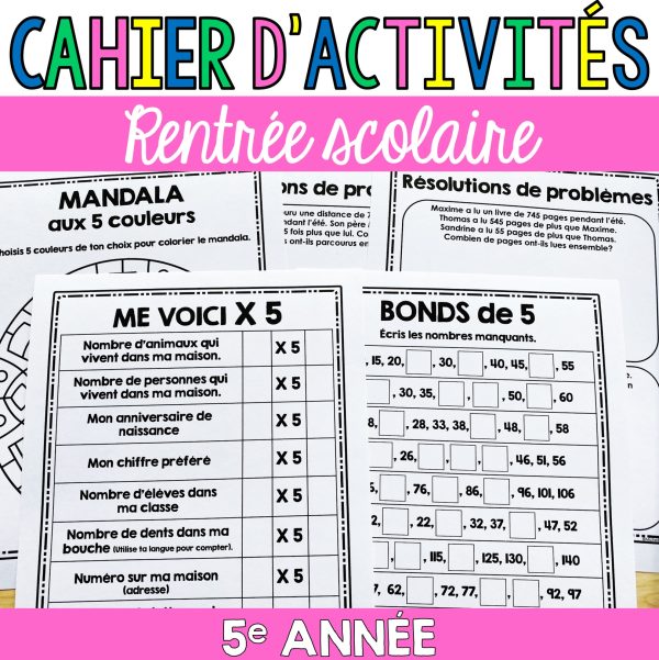 Cahier d'activités - Rentrée scolaire - 5e année