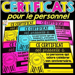 Certificats pour le PERSONNEL